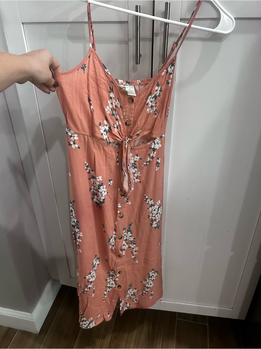 Mimi Chica Coral Floral Button-Front Dress